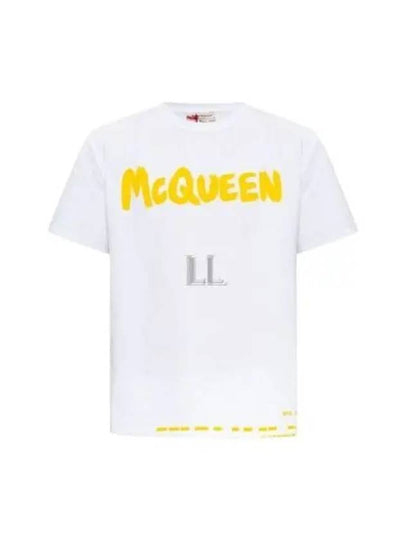 Men's Graffiti Logo Short Sleeve T-Shirt White - ALEXANDER MCQUEEN - BALAAN 2