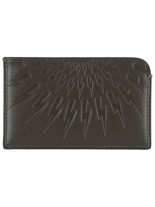 Lightning-bolt debossed leather cardholder - NEIL BARRETT - BALAAN 1