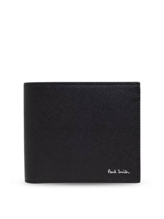 Logo Mini Striped Leather Half Wallet Black - PAUL SMITH - BALAAN 1