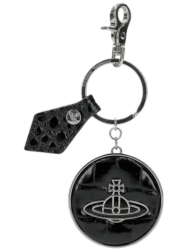 ORB Logo Charm Crocodile Skin Metal Key Ring Black - VIVIENNE WESTWOOD - BALAAN 2