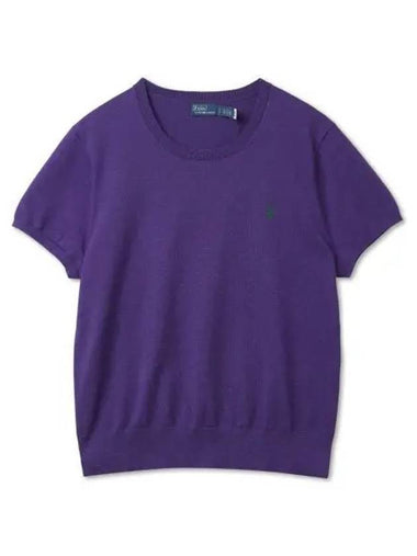 W Cotton Blend Short Sleeve Sweater Purple - POLO RALPH LAUREN - BALAAN 1