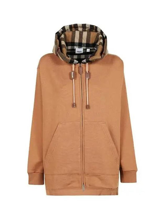 Cotton Check Hooded Zip-Up Camel - BURBERRY - BALAAN 2