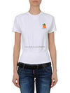 Women's Orange Wappen Wide Lip Band Short Sleeve TShirt 72GP0300 - DSQUARED2 - BALAAN 1