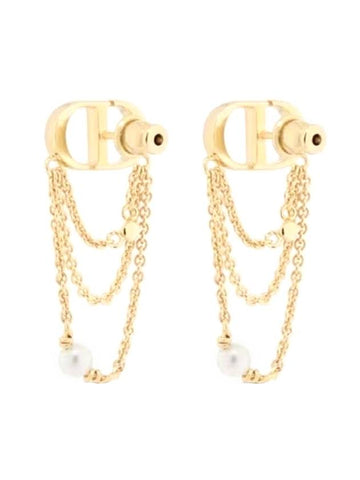 Petit CD Resin Pearls Crystals Earrings Gold - DIOR - BALAAN 1