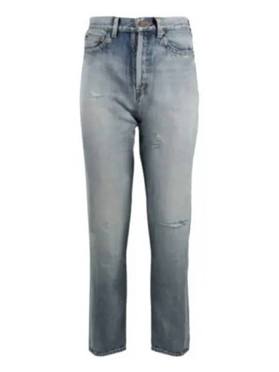 Women's Destroyed Washing Denim Jeans Light Blue - SAINT LAURENT - BALAAN 2