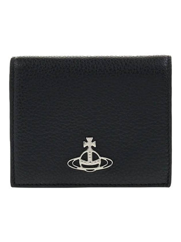 Logo Leather Half Wallet Black - VIVIENNE WESTWOOD - BALAAN 1