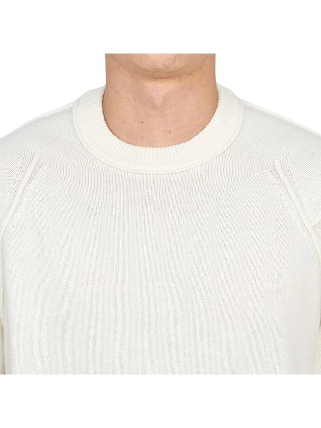 Lambswool GRS Crew Neck Knit Top White - CP COMPANY - BALAAN 6