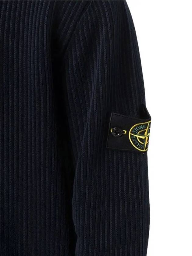 Wappen Patch Cotton Chenille Crew Neck Pullover Knit Top Navy - STONE ISLAND - BALAAN 5