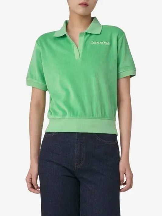 Women s Italic Logo Embroidered Short Sleeve Polo Shirt Verde PO911VE - SPORTY & RICH - BALAAN 1