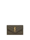 Cassandre Matelasse Fragment Lambskin Flap Card Wallet Green - SAINT LAURENT - BALAAN 1