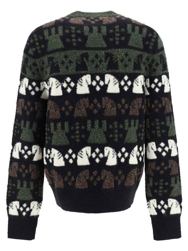 Chess Intarsia Wool Blend Knit Top Black - BURBERRY - BALAAN 3