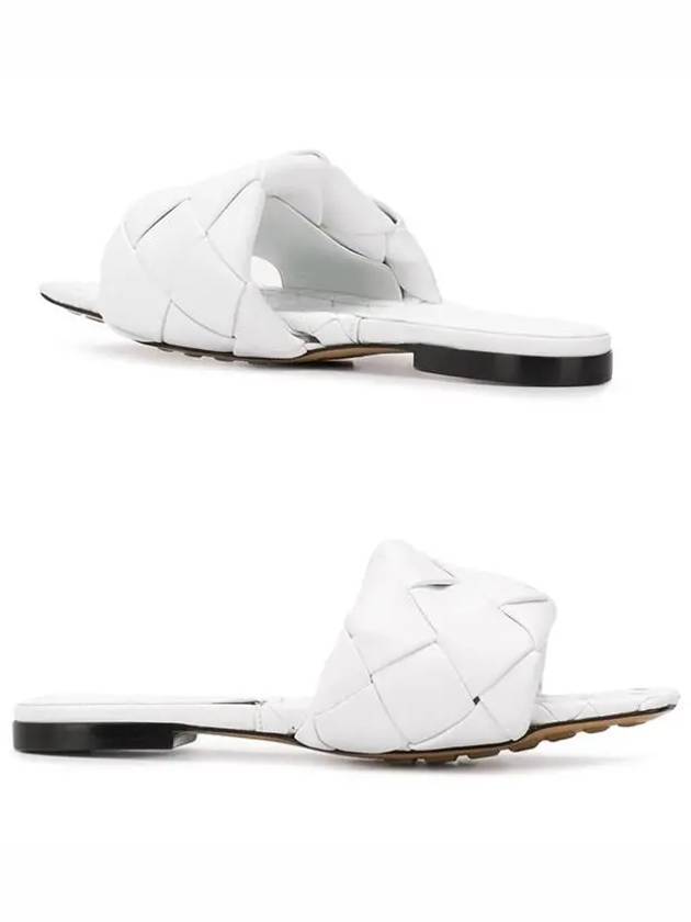 Women's Lido Leather Slippers Optic White - BOTTEGA VENETA - BALAAN.