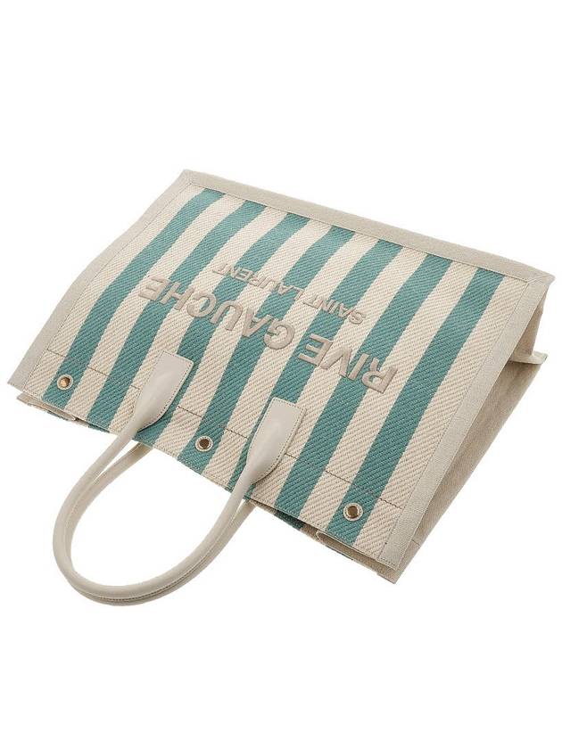 Rive Gauche Striped Logo Canvas Tote Bag Water Green - SAINT LAURENT - BALAAN 5