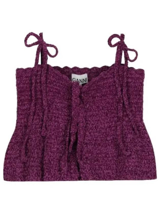 Velvet Crochet Bustier Purple - GANNI - BALAAN 1