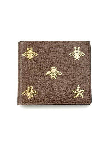 Bee Star Bifold Leather Half Wallet Brown - GUCCI - BALAAN 1