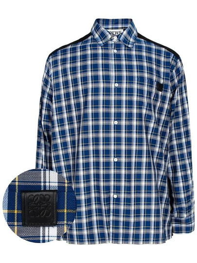 Fleece Back Check Cotton Long Sleeve Shirt Black Blue - LOEWE - BALAAN 2