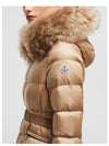 1A00095 595FE 239 BOED Logo Patch Quilted Fur Hood Padding Beige Women s TLS - MONCLER - BALAAN 5