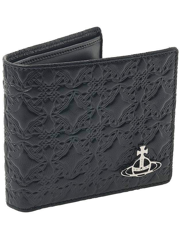 Embossed Nappa Leather Half Wallet Black - VIVIENNE WESTWOOD - BALAAN 3