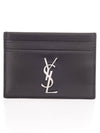 Monogram Card Case in Smooth Leather Black - SAINT LAURENT - BALAAN 2