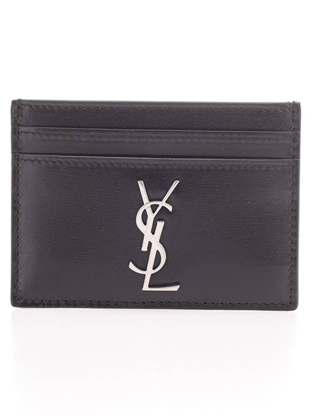 Monogram Card Case in Smooth Leather Black - SAINT LAURENT - BALAAN 2