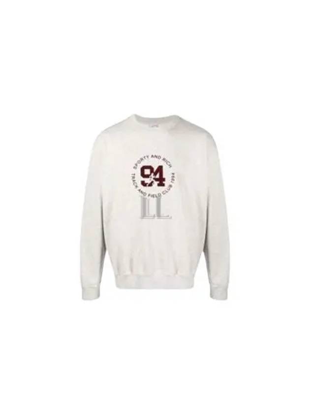 Track Field Flock Crew Neck Cotton Sweatshirt Light Oatmeal - SPORTY & RICH - BALAAN 2