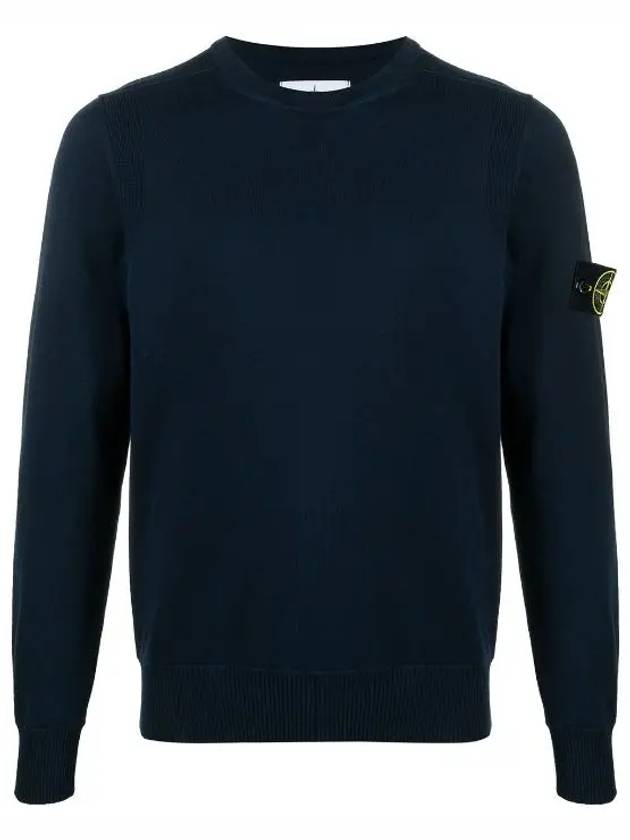 Wappen Patch Cotton Knit Top Navy - STONE ISLAND - BALAAN 3