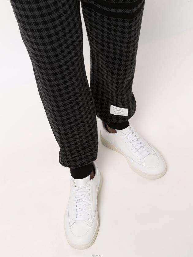 4 Bar Gun Club Check Jacquard Cotton Track Pants Black - THOM BROWNE - BALAAN 7