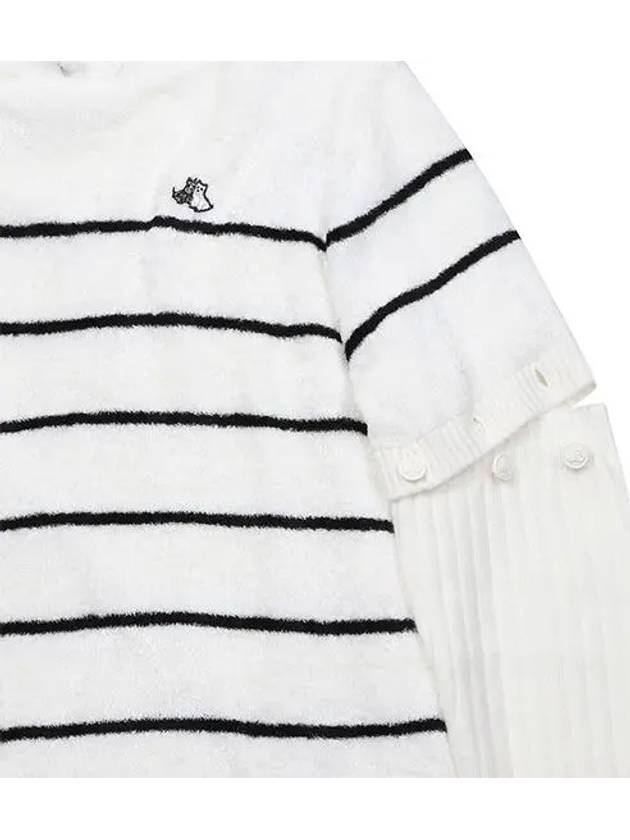 Women s Winter Striped Short Sleeve Warmer Hoodie 2622LXKR WHITE - BLACK&WHITE - BALAAN 3