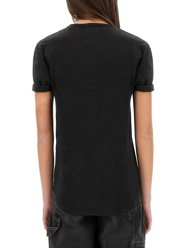 Koldi Logo Linen Short Sleeve T-Shirt Black - ISABEL MARANT ETOILE - BALAAN 10