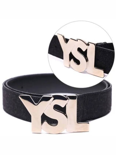 Logo Leather Belt Black - SAINT LAURENT - BALAAN 2