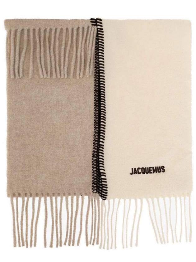 Jacquemus Pampero Stitch Detail Wool Scarf Muffler 235AC458 5007 015 - JACQUEMUS - BALAAN 2