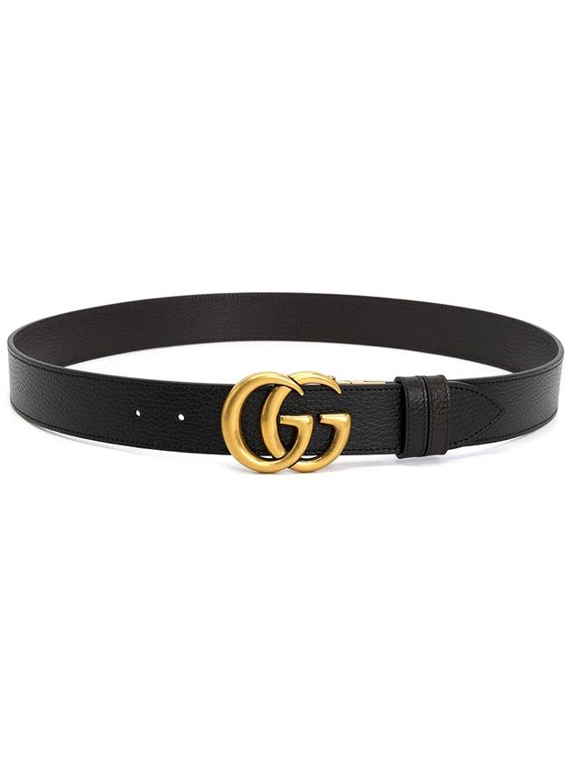 Double G Buckle Reversible Leather Belt Black - GUCCI - BALAAN 4