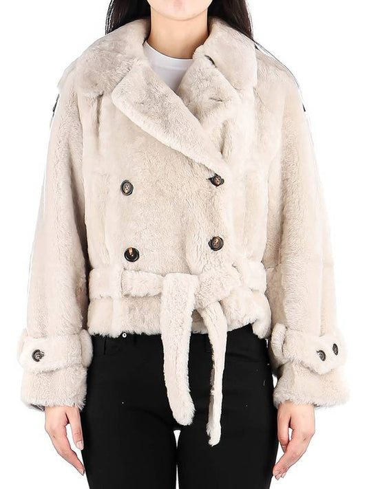 Monilli tab decorated shearling jacket beige - BRUNELLO CUCINELLI - BALAAN.