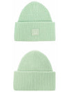 Face Patch Ribbed Wool Beanie Spring Green - ACNE STUDIOS - BALAAN 6