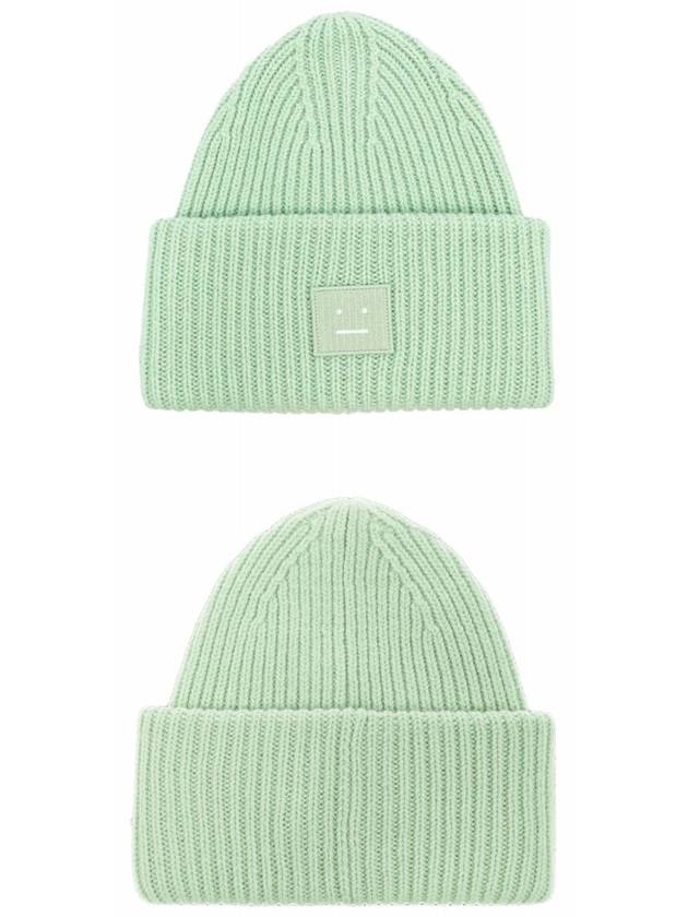 Face Patch Ribbed Wool Beanie Spring Green - ACNE STUDIOS - BALAAN 6