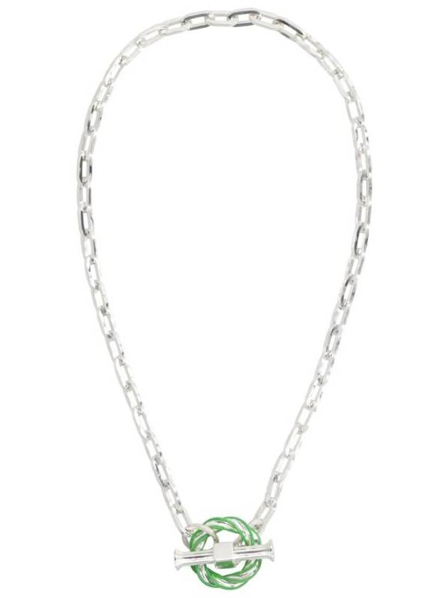 Filler Chain Necklace Green Silver - BOTTEGA VENETA - BALAAN 3