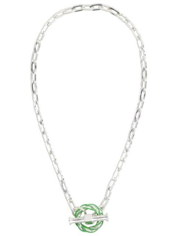 Filler Chain Necklace Green Silver - BOTTEGA VENETA - BALAAN 1