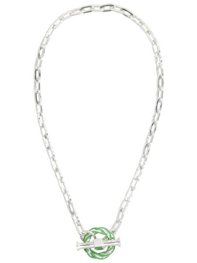 Filler Chain Necklace Green Silver - BOTTEGA VENETA - BALAAN 2