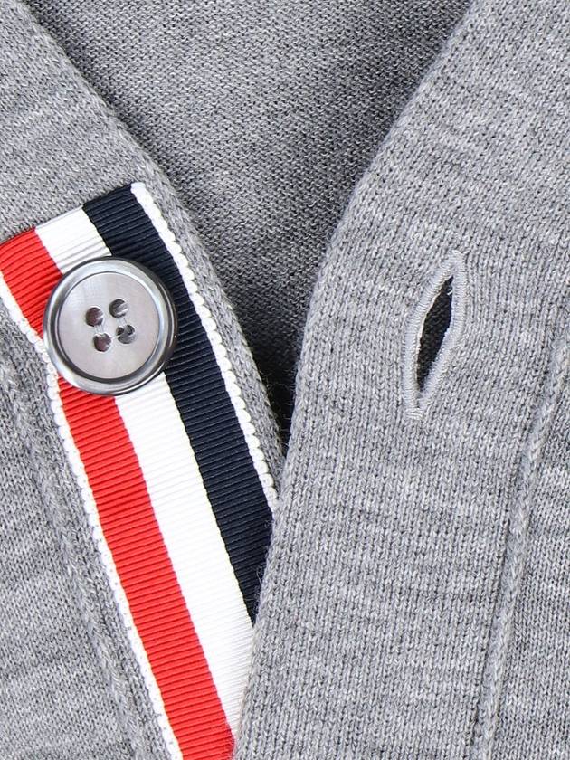 Men's Jersey Stitch V-Neck Cardigan Light Grey - THOM BROWNE - BALAAN 5