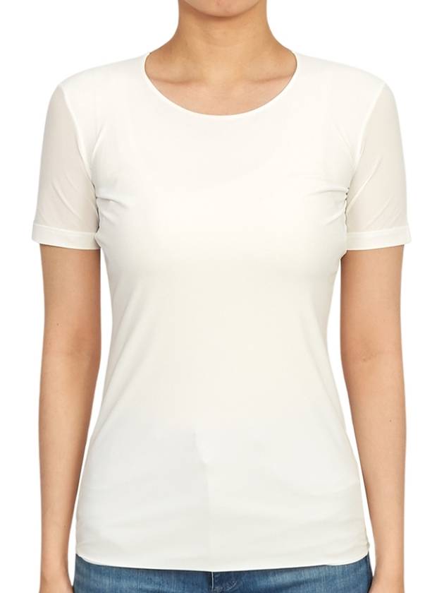 Crew Neck Plain Slim Polyamide Short Sleeve T-shirt White - JIL SANDER - BALAAN 2