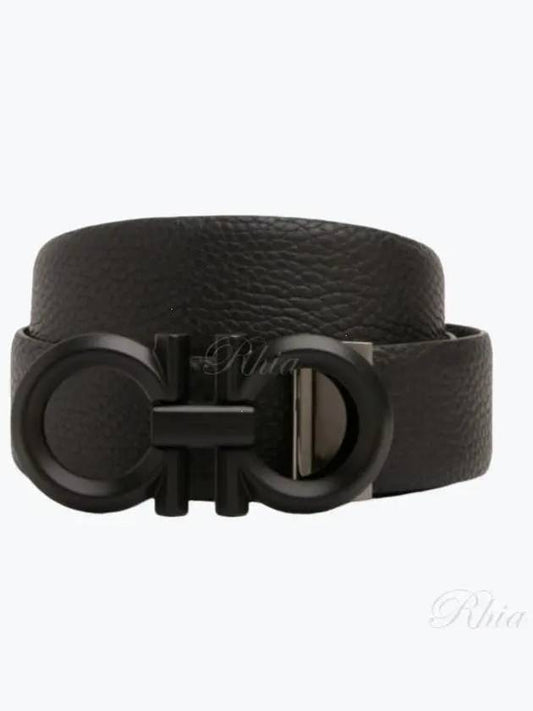 Gancini Buckle Reversible Leather Belt Black - SALVATORE FERRAGAMO - BALAAN 2