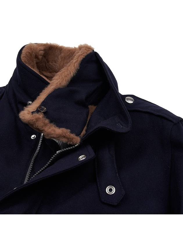 Fur Collar Flap Pocket Jacket Navy - BRUNELLO CUCINELLI - BALAAN 11