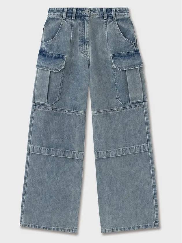 Utility Cargo Denim Wide Pants Blue - NOIRER FOR WOMEN - BALAAN 3