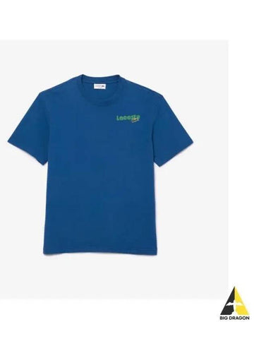 Men s SUMMER Pack Pigment Print T Shirt Blue - LACOSTE - BALAAN 1