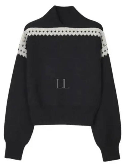 Contrast Trim Effect Knit Top Black - SAINT LAURENT - BALAAN 2