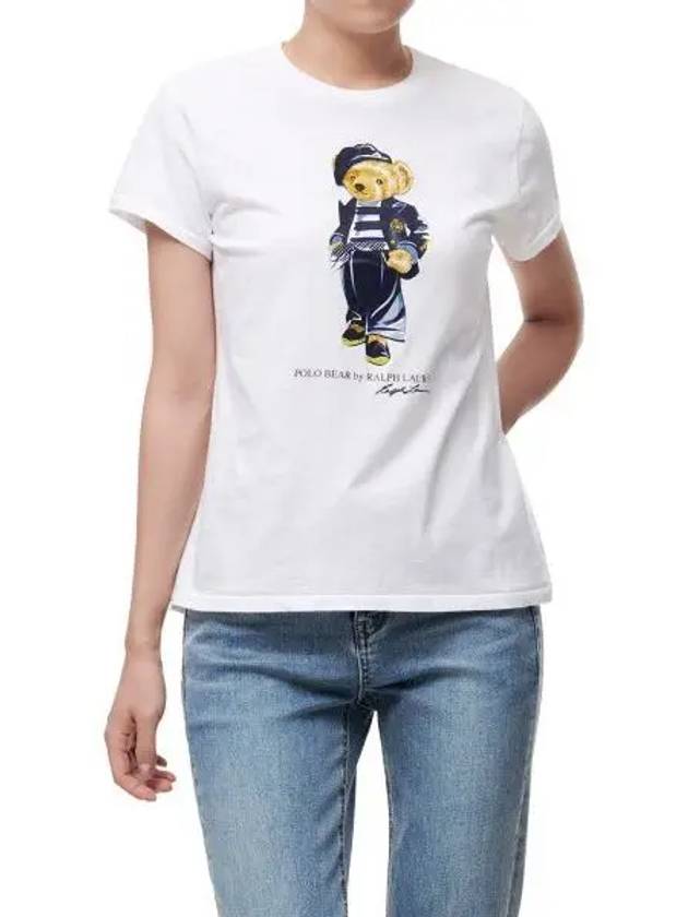 W Custom Slim Fit Bear Jersey T Shirt White - POLO RALPH LAUREN - BALAAN 1