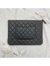 Medium Classic Clutch Bag Caviar Leather & Silver Black - CHANEL - BALAAN 3