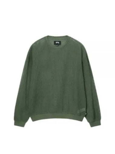 1140295 OLIVE Cotton Mesh Long Sleeve Crew Tee - STUSSY - BALAAN 1