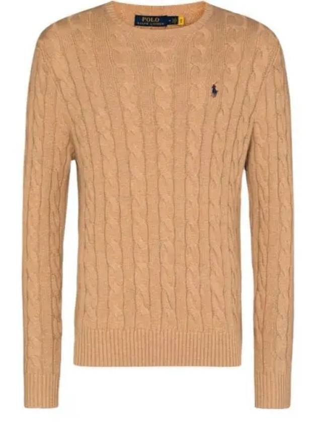 Embroidery Logo Cable Knit Top Brown - POLO RALPH LAUREN - BALAAN 2