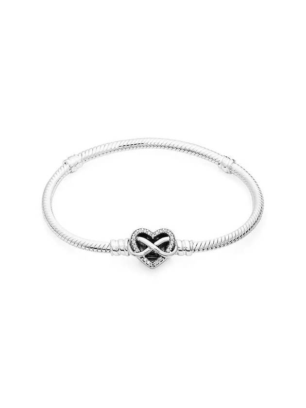 Moments Sparkling Infinity Heart Clasp Snake Chain Bracelet Silver - PANDORA - BALAAN 2